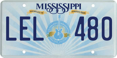 MS license plate LEL480