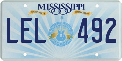 MS license plate LEL492