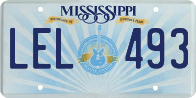 MS license plate LEL493