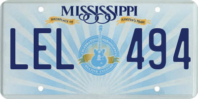 MS license plate LEL494