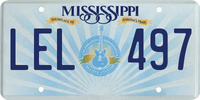 MS license plate LEL497