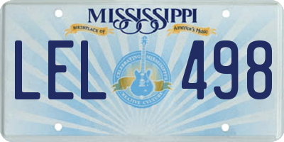 MS license plate LEL498