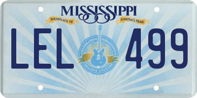 MS license plate LEL499