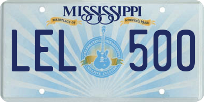 MS license plate LEL500