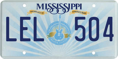 MS license plate LEL504