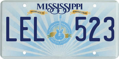 MS license plate LEL523