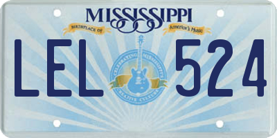 MS license plate LEL524