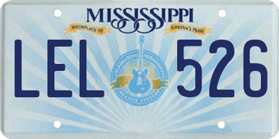 MS license plate LEL526