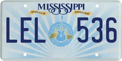 MS license plate LEL536