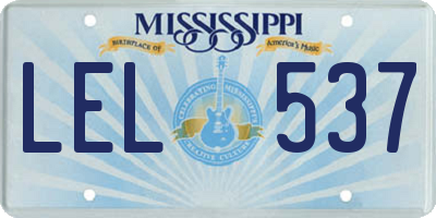 MS license plate LEL537