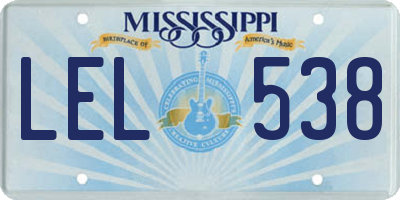 MS license plate LEL538