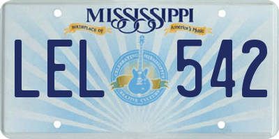 MS license plate LEL542