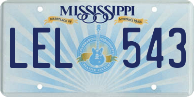 MS license plate LEL543