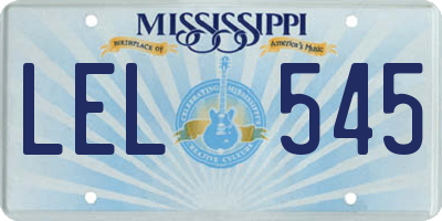 MS license plate LEL545