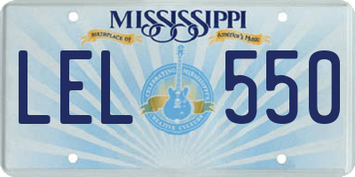 MS license plate LEL550