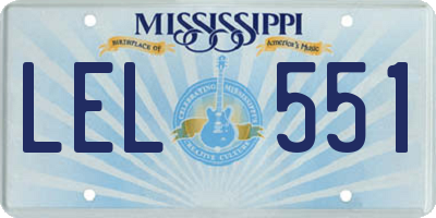 MS license plate LEL551