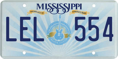 MS license plate LEL554