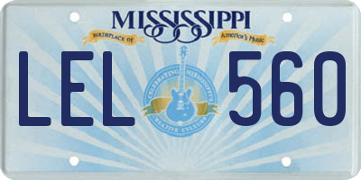 MS license plate LEL560