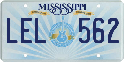 MS license plate LEL562