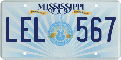 MS license plate LEL567