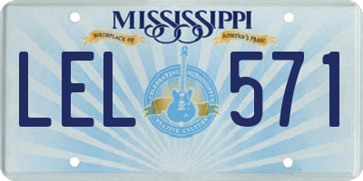 MS license plate LEL571