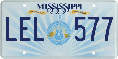 MS license plate LEL577