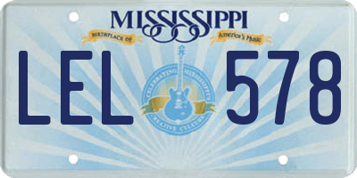 MS license plate LEL578