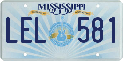 MS license plate LEL581