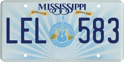 MS license plate LEL583