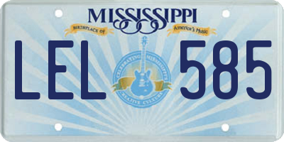 MS license plate LEL585