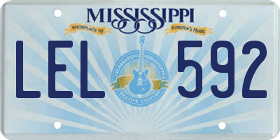 MS license plate LEL592