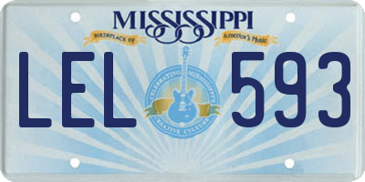MS license plate LEL593