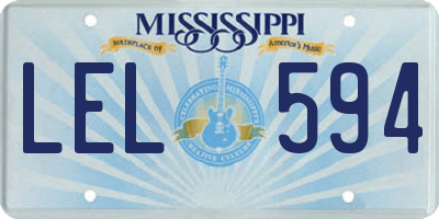 MS license plate LEL594