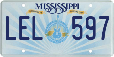 MS license plate LEL597