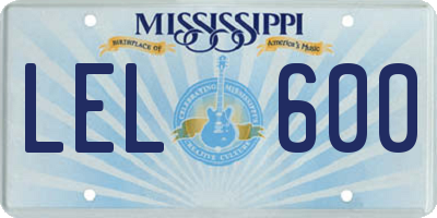 MS license plate LEL600
