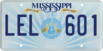 MS license plate LEL601