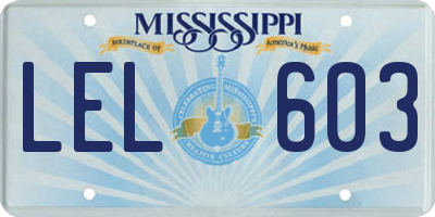MS license plate LEL603