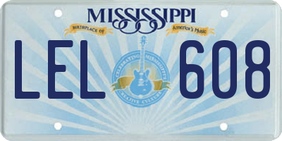 MS license plate LEL608