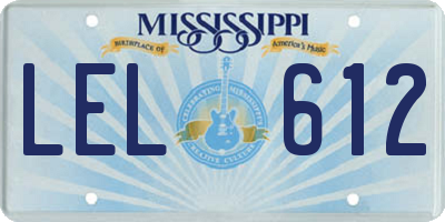 MS license plate LEL612
