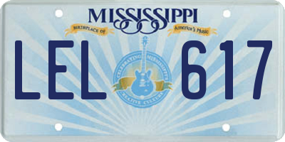 MS license plate LEL617