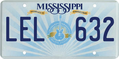 MS license plate LEL632
