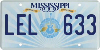 MS license plate LEL633