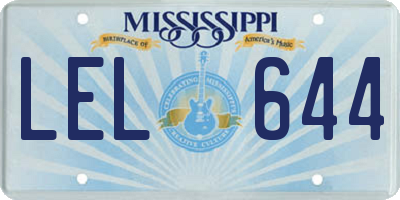 MS license plate LEL644