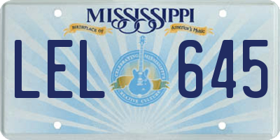 MS license plate LEL645