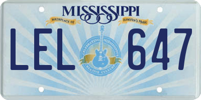 MS license plate LEL647