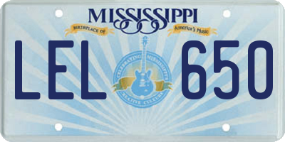 MS license plate LEL650