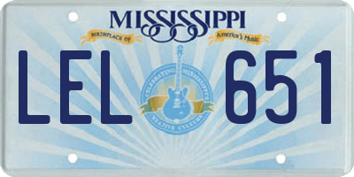 MS license plate LEL651