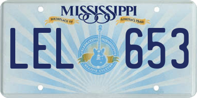MS license plate LEL653