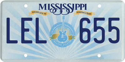 MS license plate LEL655