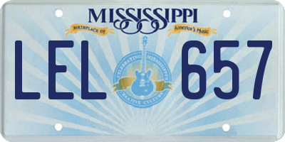 MS license plate LEL657